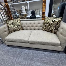 Good Condition Tufted Brown Sofa