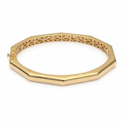 14K Yellow Gold Hinged Faceted Bangle Bracelet 14.6g – 2.3" x 1.9" Inside