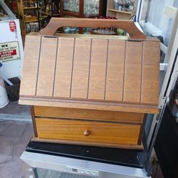 wooden storage box with mirror