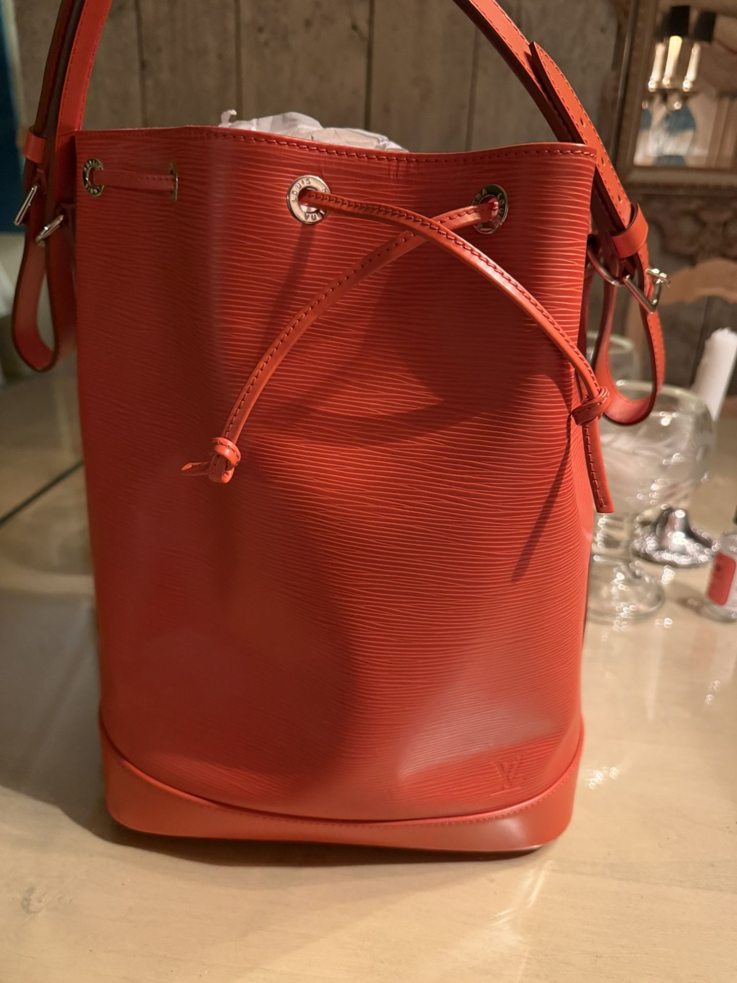 Rare Louis Vuitton Orange Epi Leather Bucket Bag