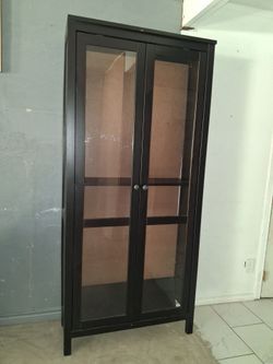 Tall black curio  / light.
