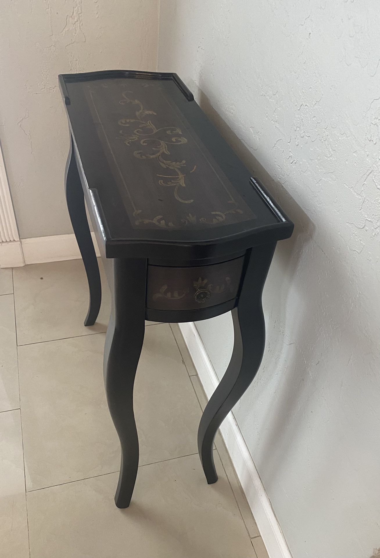 Black Wood Thin Console / Accent Table