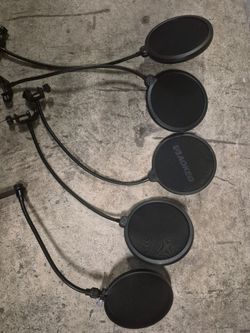 Lot of 5 Microphone Pop Filters with Gooseneck Clamps
