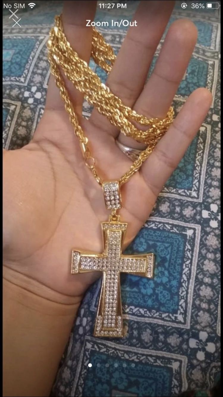 Cross gold plated necklace chain