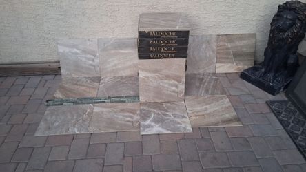 17.25 inch x 17.25 inch. Porcelain tile stone look