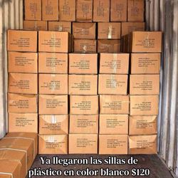 Box Of 10 White Folding Plastic Chairs Caja De 10 Sillas Plegables De Plástico Blancas 