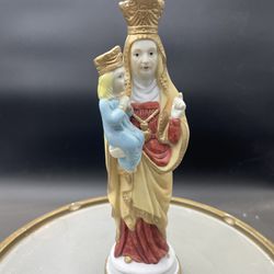Vintage 8” Saint Anne & Jesus Bisque Figurine LN 
