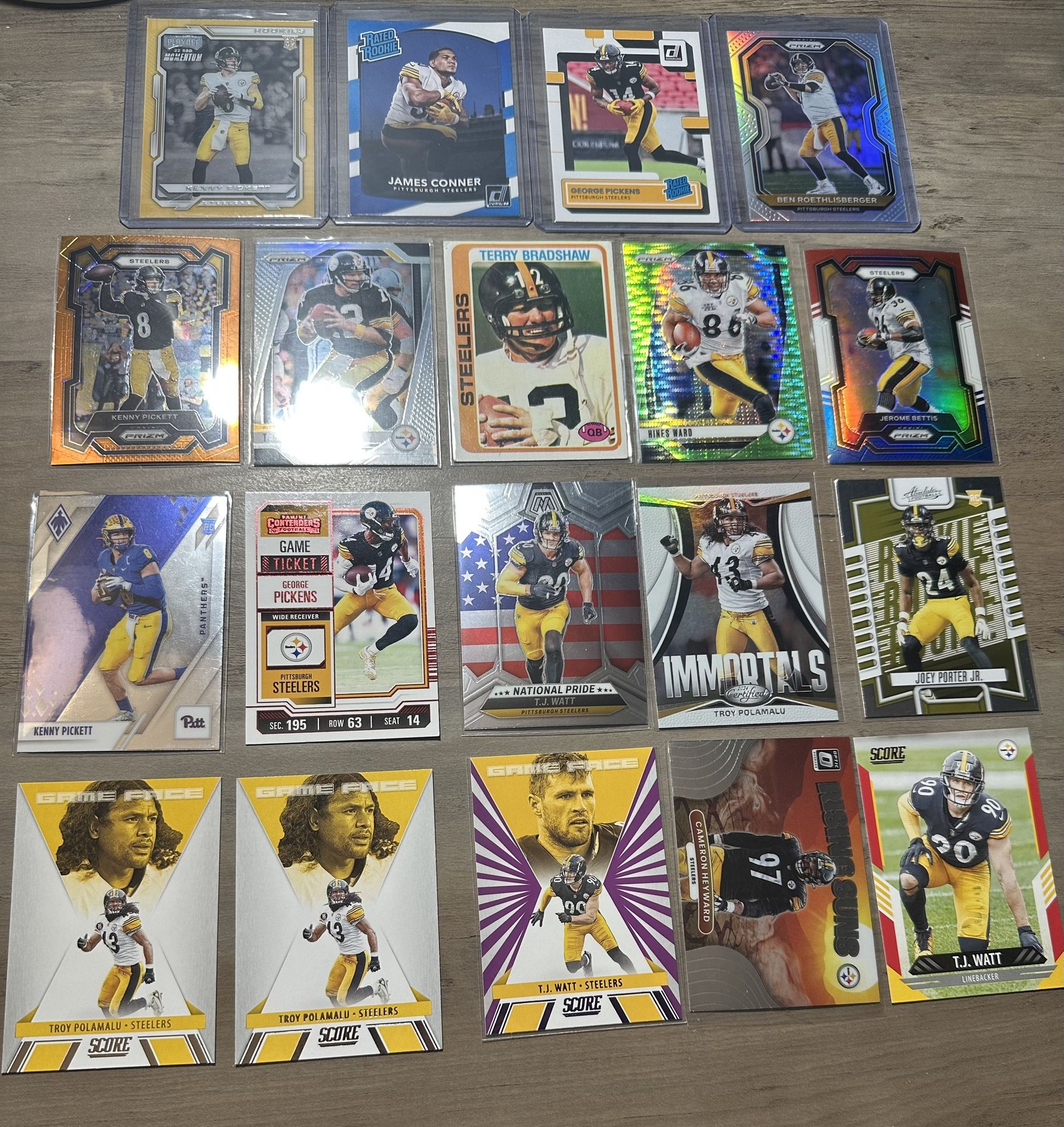 Pittsburgh Steelers Rookie & Vet Color/Insert Lot (29) - Big Ben, Watt, Pickens