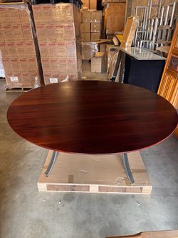 Round Dining Table with Metal Base