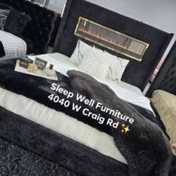 ✨️ Queen, King Light Up Fireplace bed frames 👉 Furniture Sectionals, Bedrooms, Dining Avail