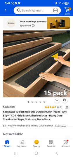 15-Pack Non-Slip Outdoor Stair Treads - Anti Slip 4" X 24" Grip Tape Adhesive Strips - Heavy Duty Traction for Steps, Staircase, Deck-Black