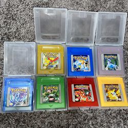 Pokemon Red, Silver, Blue, Green, Gold, Yellow, Crystal All 7 GBC GBA Gameboy