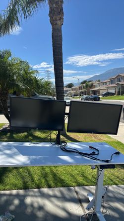 2 Dell Monitors and Stand