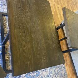 Modern 3-Piece Nesting Table Set – Brown Wood & Metal