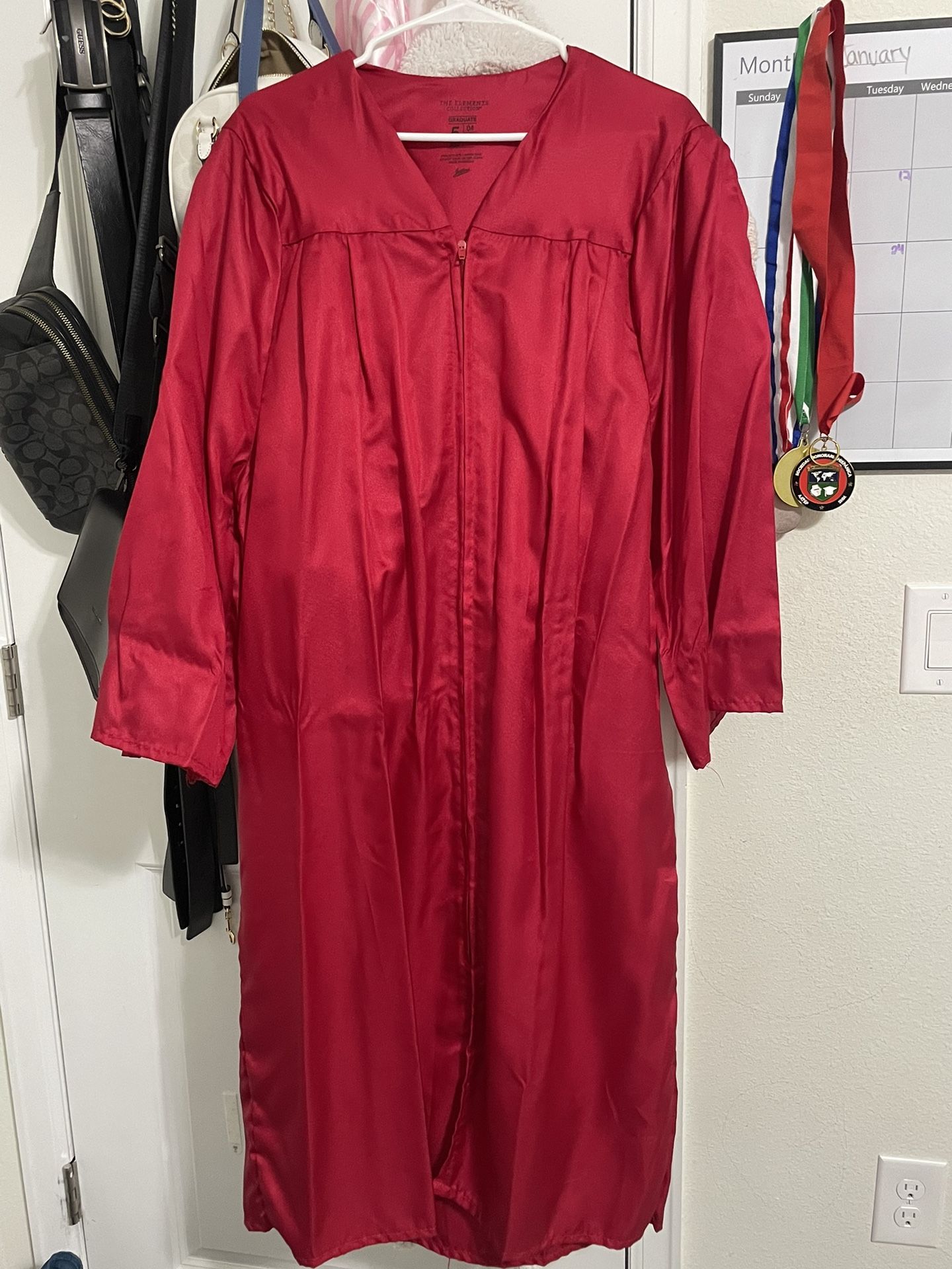 Red Graduation Cap & Gown