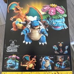 LEGO Pokemon Venusaur Blastoise Charizard set w/ Kanto Badge Set