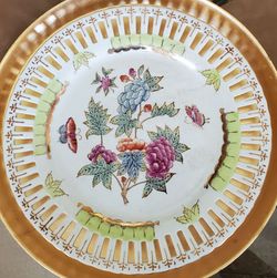 2  Wong Lee 1895 Porcelain Plates with Floral and Butterfly Design $35 each