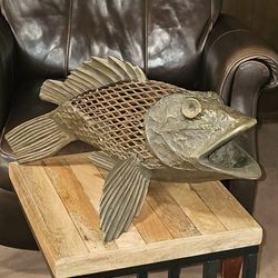 vintage copper fish weathervane with the author's signature