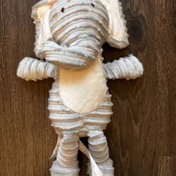 Chick Pea Gray Elephant Plush Stuffed Animal  Pink Bow Tummy Ribbed Corduroy