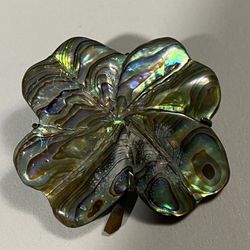 Vintage Antique Sterling Abalone “C” Clasp Pin 