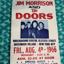 Vintage Jim Morrison & The Doors, Jefferson Airplane Concert Poster 1960s