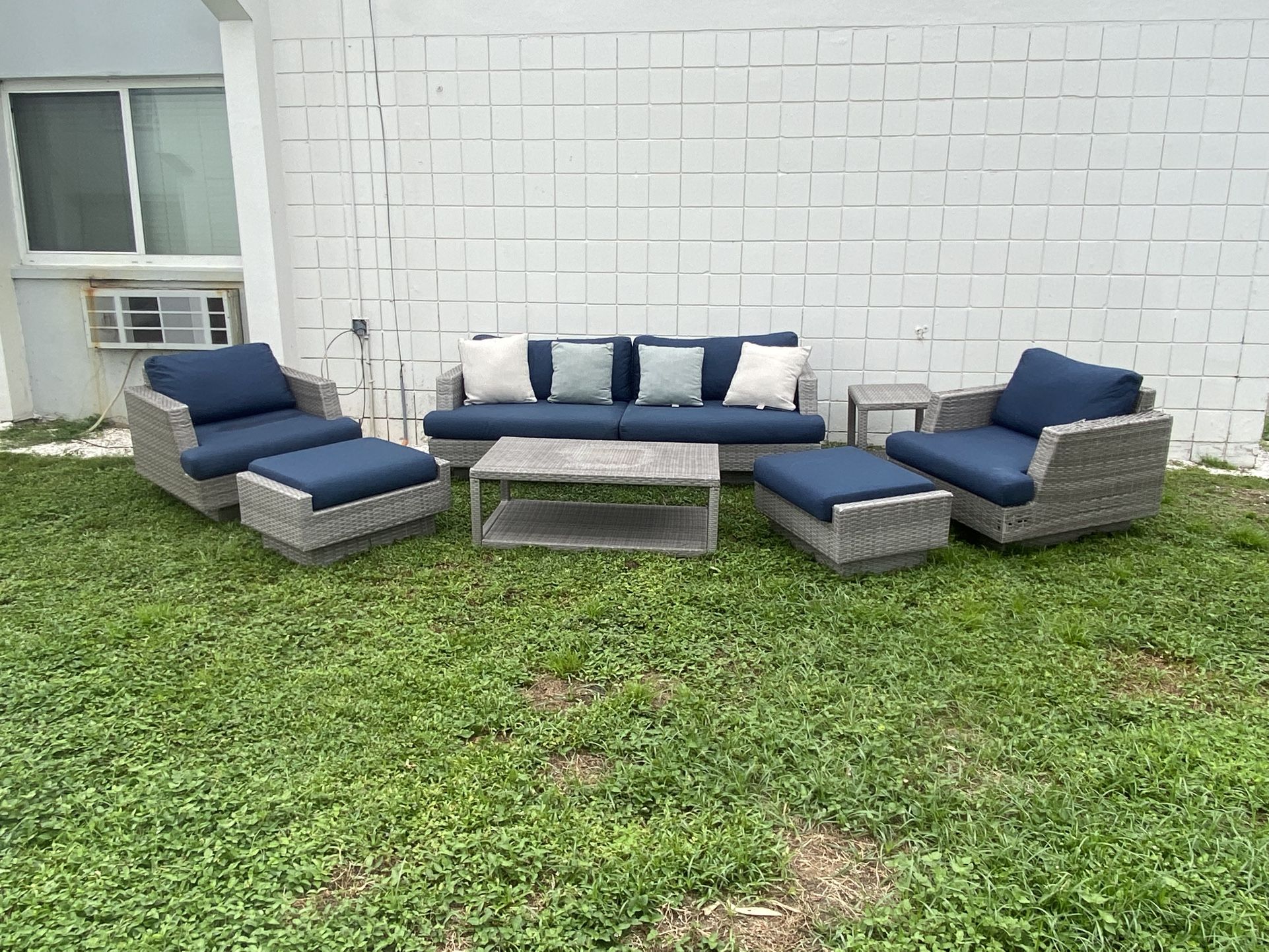 PLEASE READ - 7 piece Outdoor Wicker Patio Furniture Set – Sofa, Chairs, Tables & Cushions