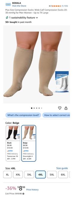 Bodala Plus Size Compression Socks Beige