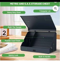 36" x 17" Heavy Duty Steel Triangle Toolbox,
16-Gauge Construction, Multi-Tier Design
SAE and Metric