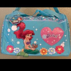 Disney ARIEL The Little Mermaid Duffle Bag Luggage Travel Bag  16”x10”x10” NEW