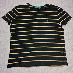 Ralph Lauren Black Gold Striped T Shirt Women's Petite Medium