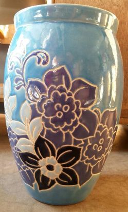 Vase Blue Flowers Large