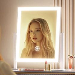 15.2" Lighted Makeup Mirror Hollywood Vanity Mirror with Lights, Three Color Modes, Detachable 10X Magnification Mirror, Smart Touch Control, 360° Rot