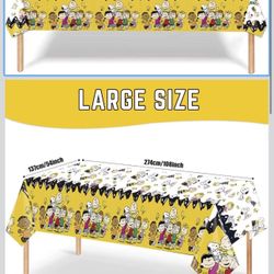 108"x54" 𝓟𝓔𝓐𝓝𝓤𝓣𝓢 Birthday Party Tablecloth Waterproof Disposable Table Covers 𝓢𝓷𝓸𝓸𝓹𝔂 Party Decorations 𝓒𝓱𝓪𝓻𝓵𝓲𝓮 𝓑𝓻𝓸𝔀𝓷 Party Su