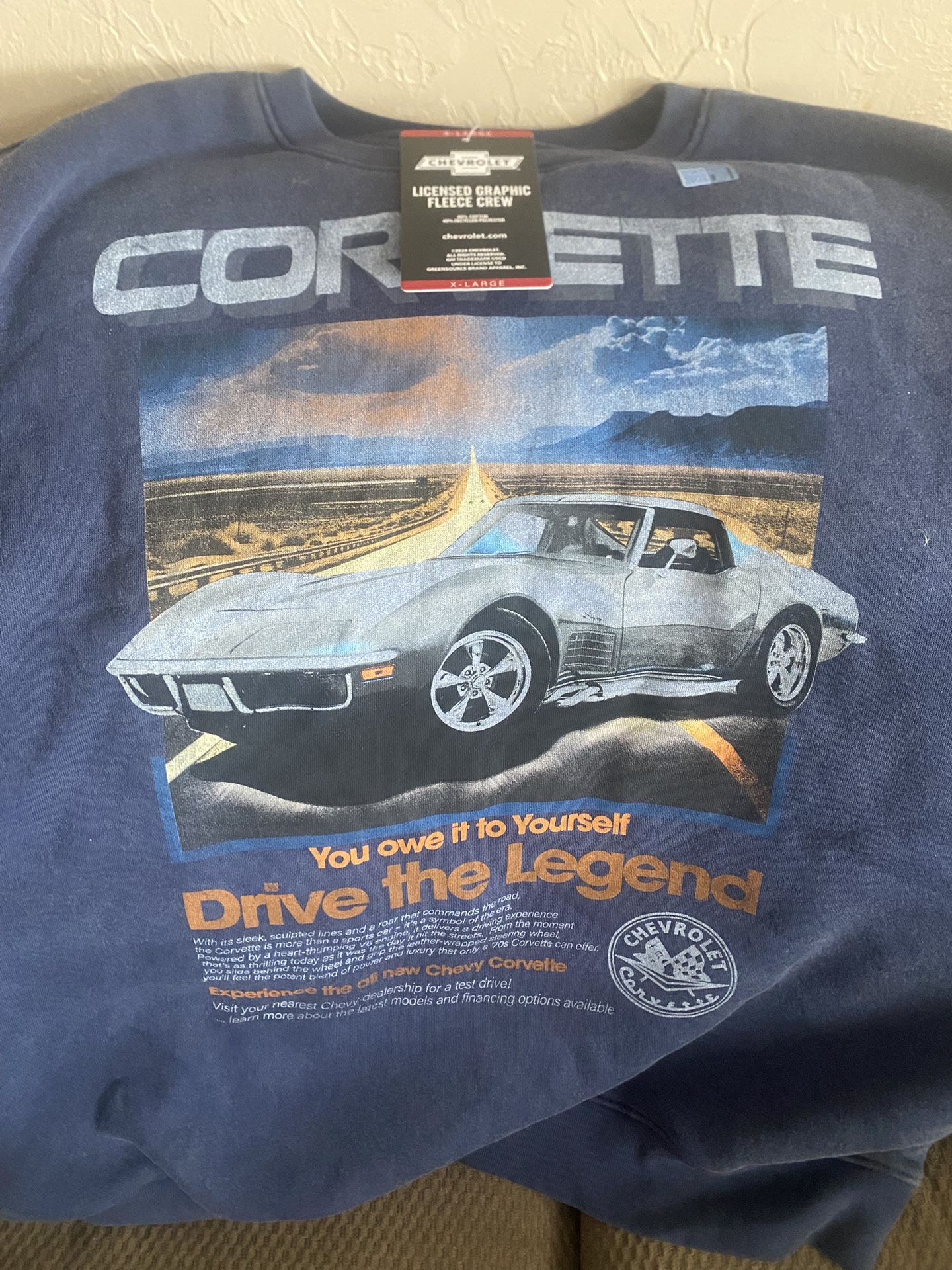 Corvette Licensed Graphic Fleece Crew Sweatshirt