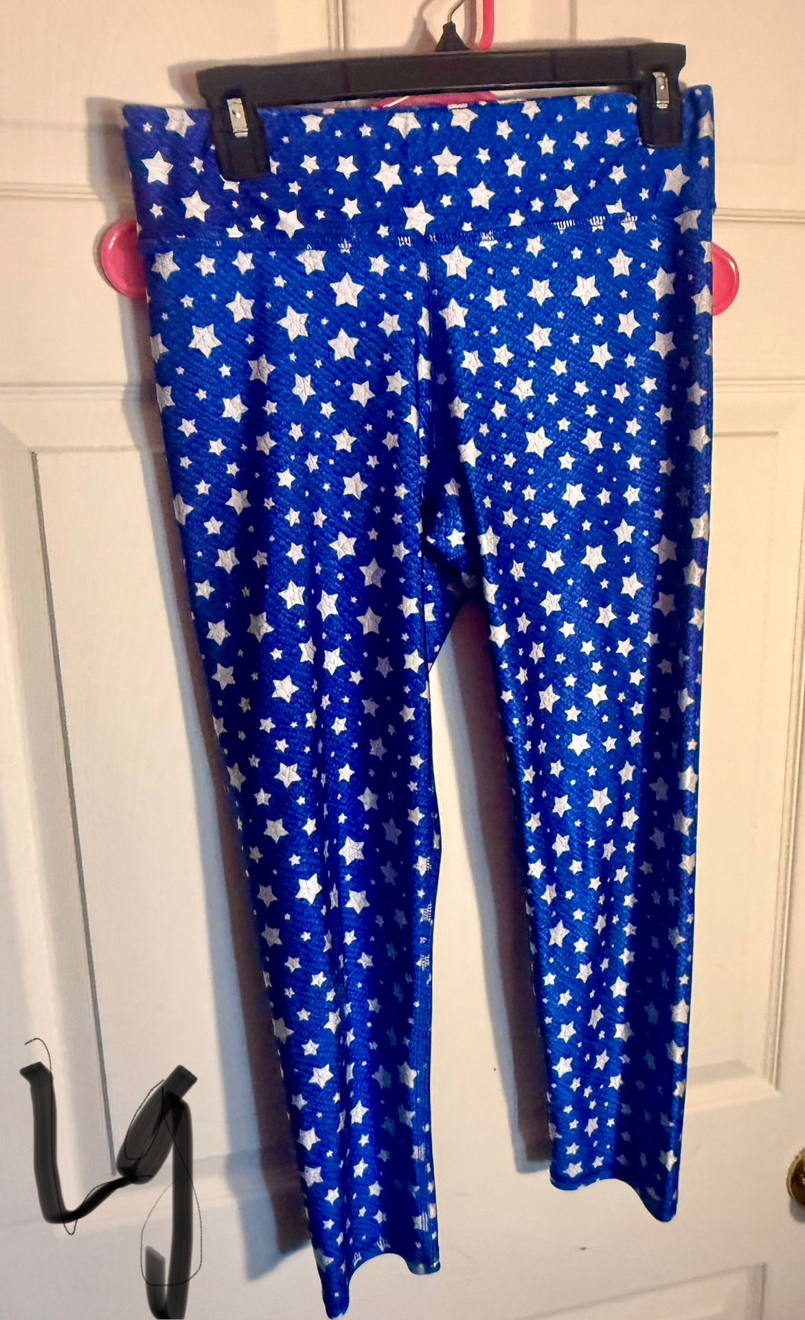 Women’s Large Patriotic Blue Star Pattern Leggings