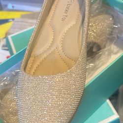 Flats 4y Rose Gold/glitter