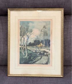 Pre Owned VTG HOMEWARD BOUND LITHOGRAPH PRINT MATTED & FRAMED By Claude Duval
