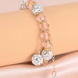 Simple Beaded Bracelet Inlaid Shiny Synthetic Gems Minimalist Hand Jewelry Decor