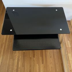 Glass Top Desk With Pull Out Keyboard Shelf