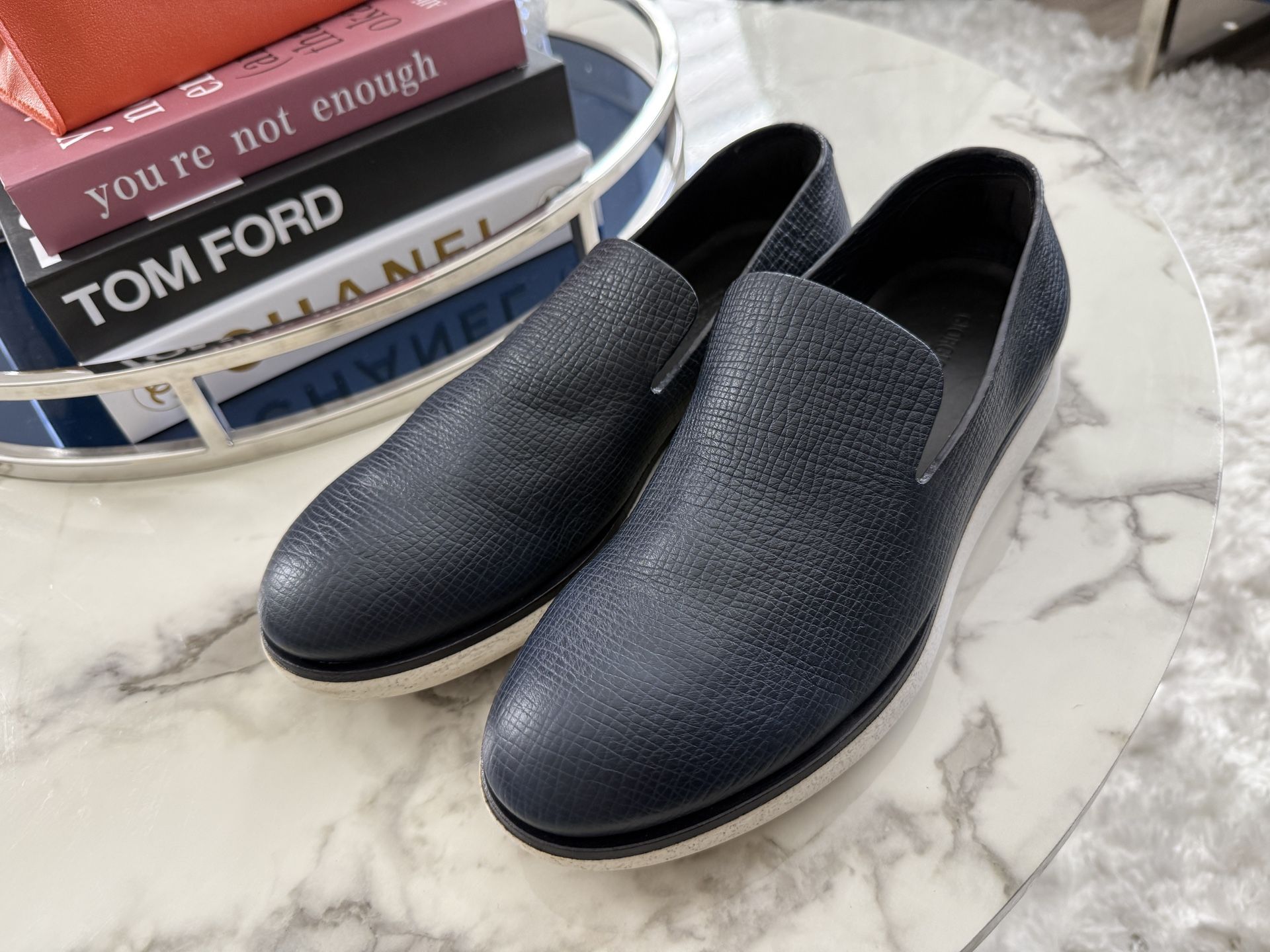 Giorgio Armani Men’s Leather Slip-On Sneakers – Size 9 – Brand New