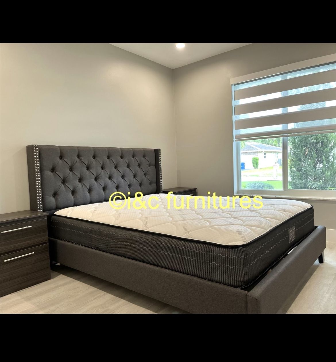 Queen Bed Frame New In The Box With Mattress And 2 Night Stands Same Day Delivery