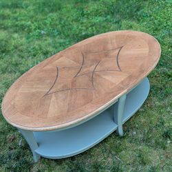 Solid Wood Coffee Table W/ Walnut Inlay