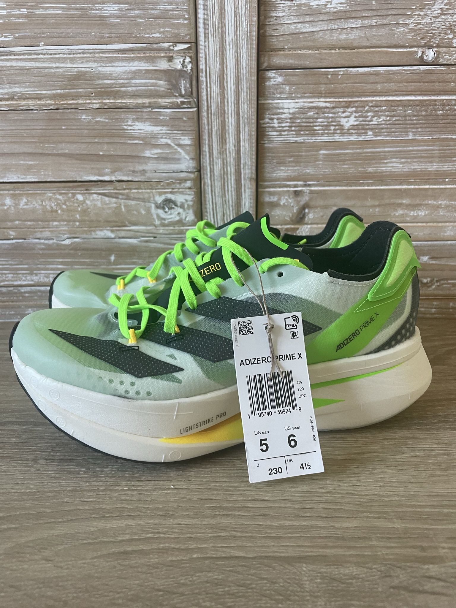 NEW!! Adidas Adizero Prime X White Green Running Shoes GV7070 Mens 5 Women’s 6  Brand new without box    Brand new 100% authentic!! Check out photos f