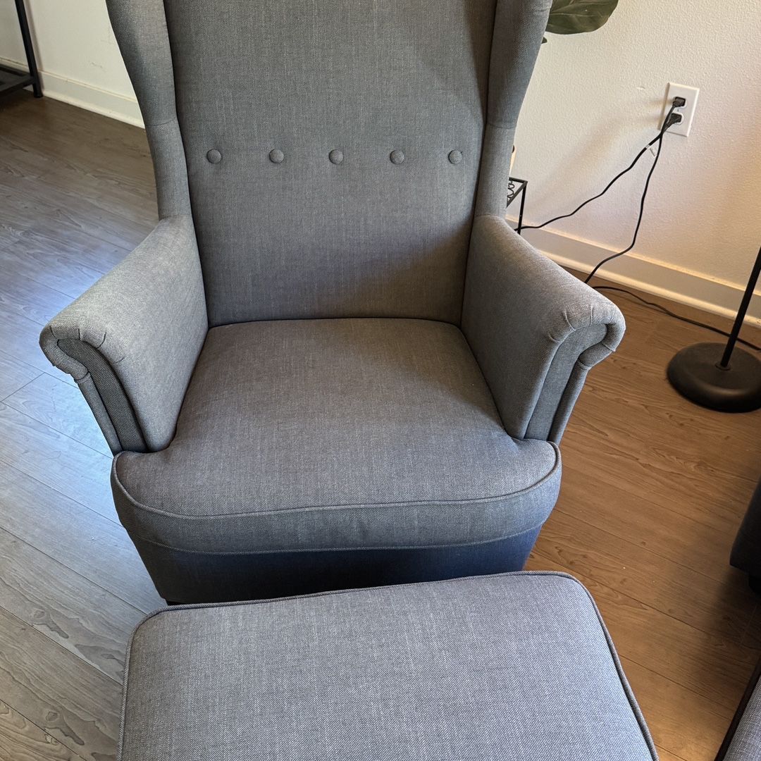 Ikea Strandmom Fabric Arm Chair And Ottoman