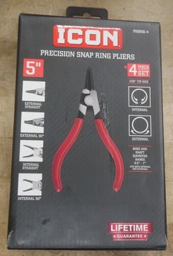 ICON 4pc Precision 5" Snap Ring Pliers! Bore Range from 0.5" - 1" #57796. f(contact info removed)2.