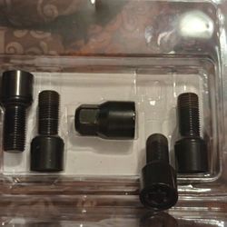 4 Black Ball Seat Wheel Lock Set For Mercedes Audi Porsche Volkswagen 14x1.5 28mm