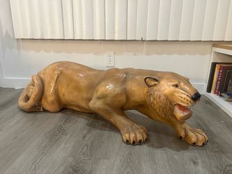 Vintage life sized plaster lion statue