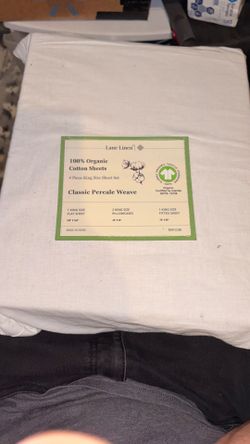 King Size 100% Organic Cotton Sheet Set – Percale Weave – New