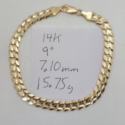 14k Gold Concave Curb Link Bracelet