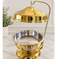 Stainless Steel Chafing Dish Buffet Set, Buffet Servers and Food Warmers with Hanger, Water Trays & Food Pans for Parties Buffets,Gold,9L